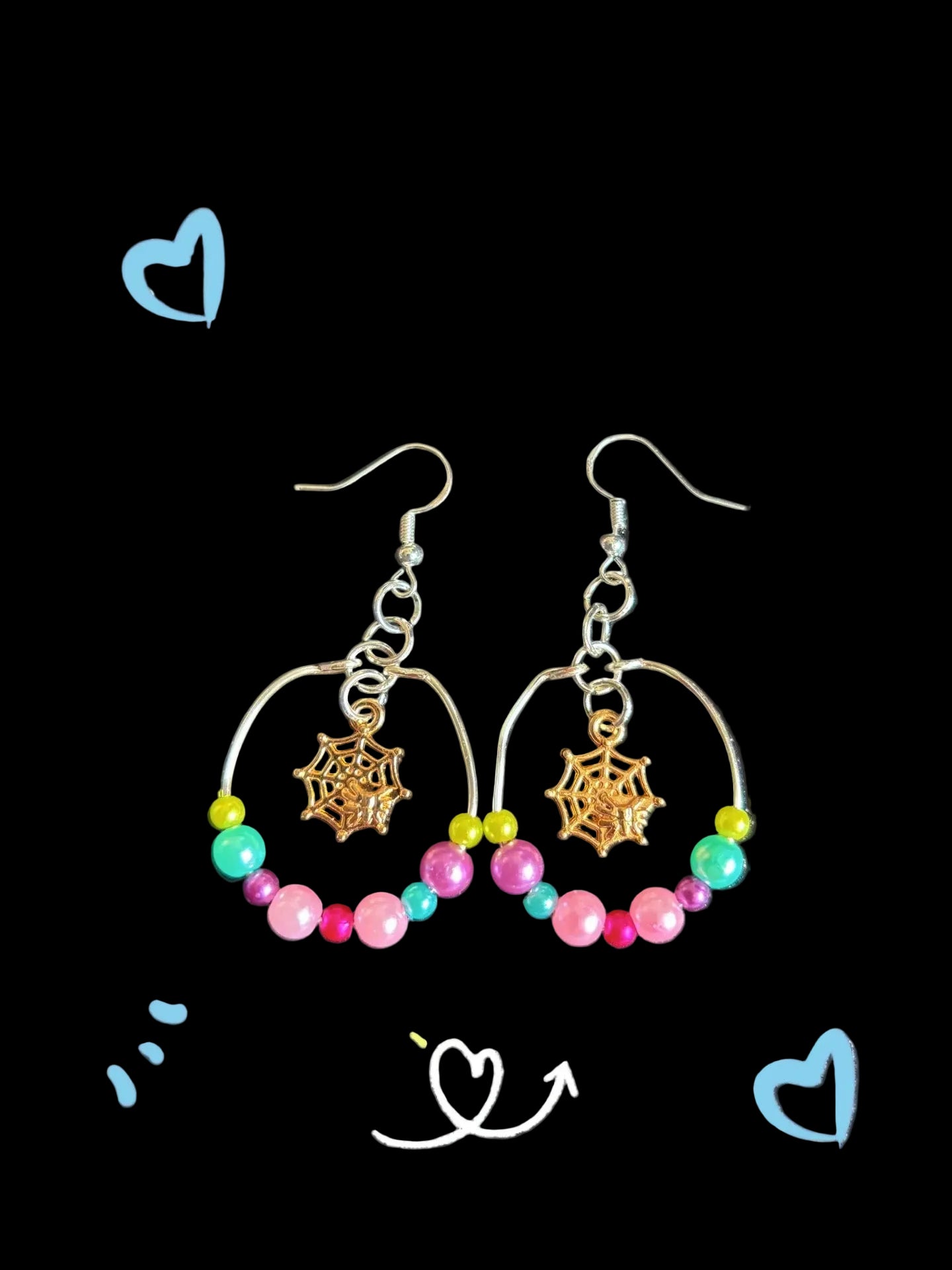 Spider Web- Pear Earrings