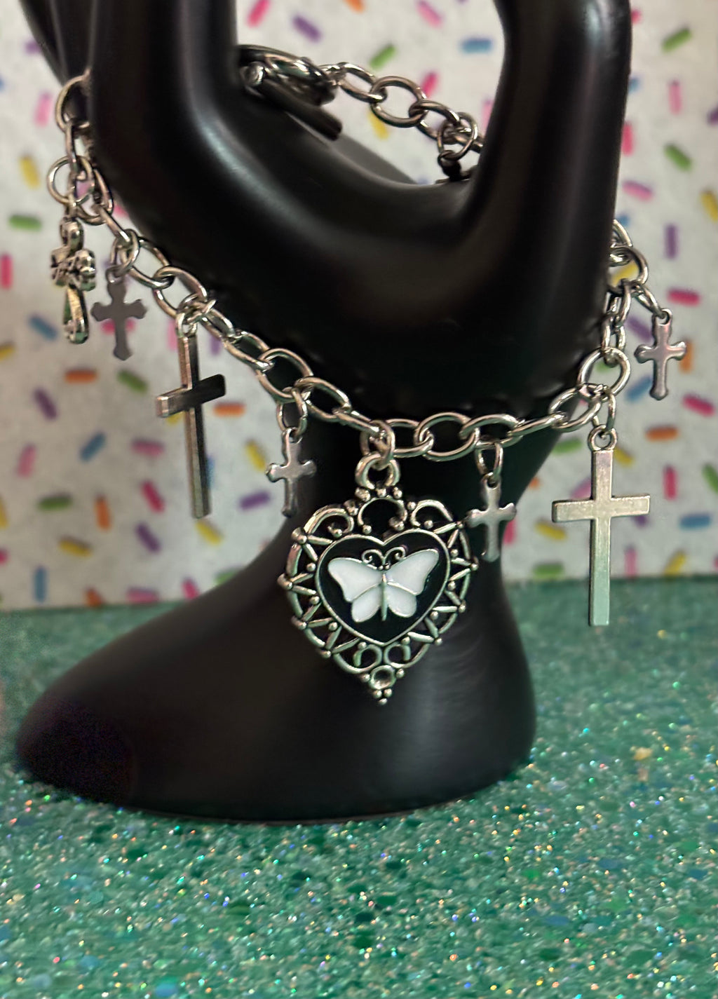 Butterfly Charm and Crosses