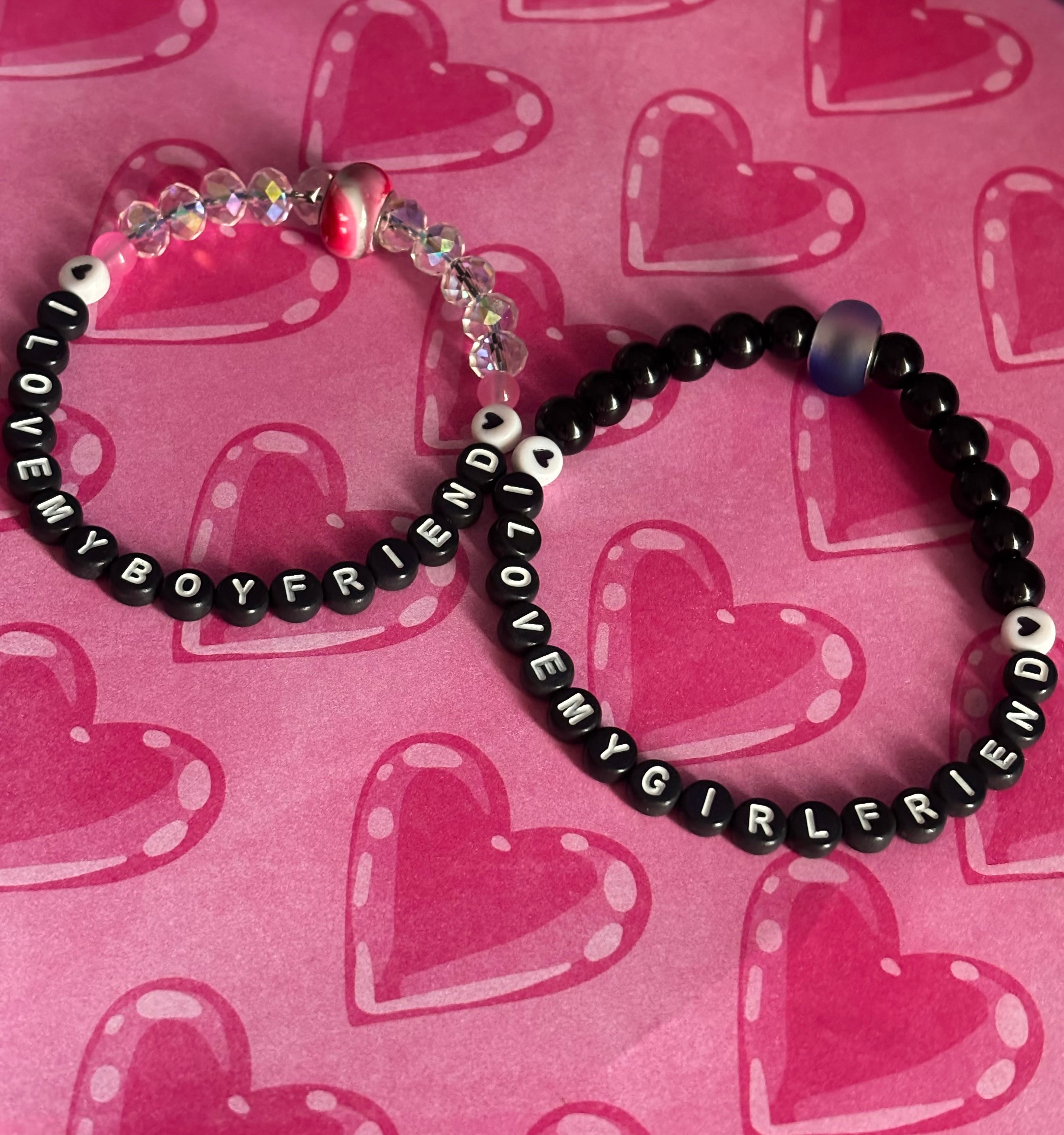 Stretchy Glass Beaded- Couples I love you Bracelet Set