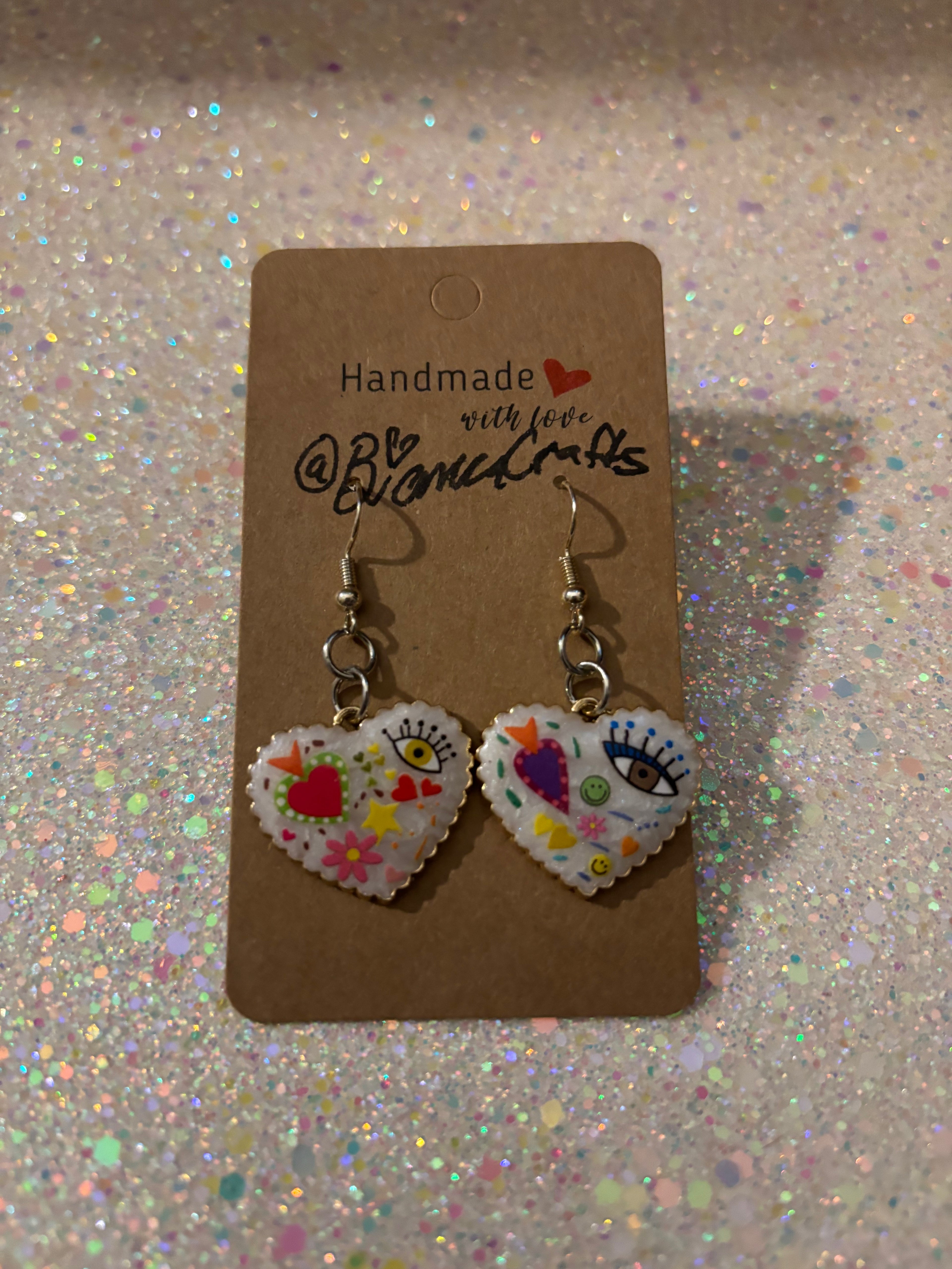 Evil Eye Heart Charm Protection Earrings