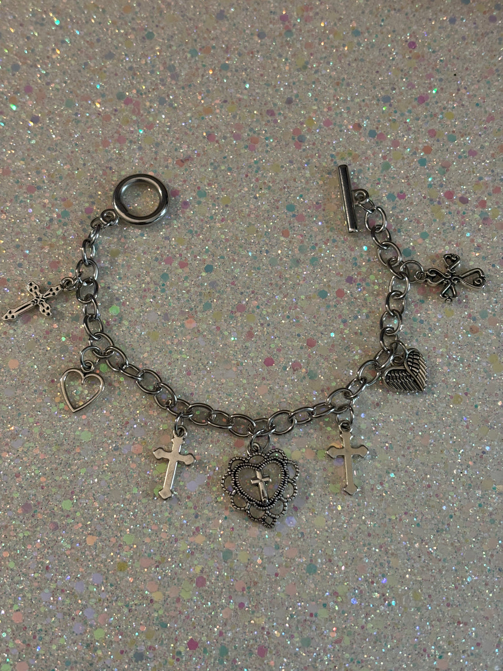 Alloy Chain Heart Cross