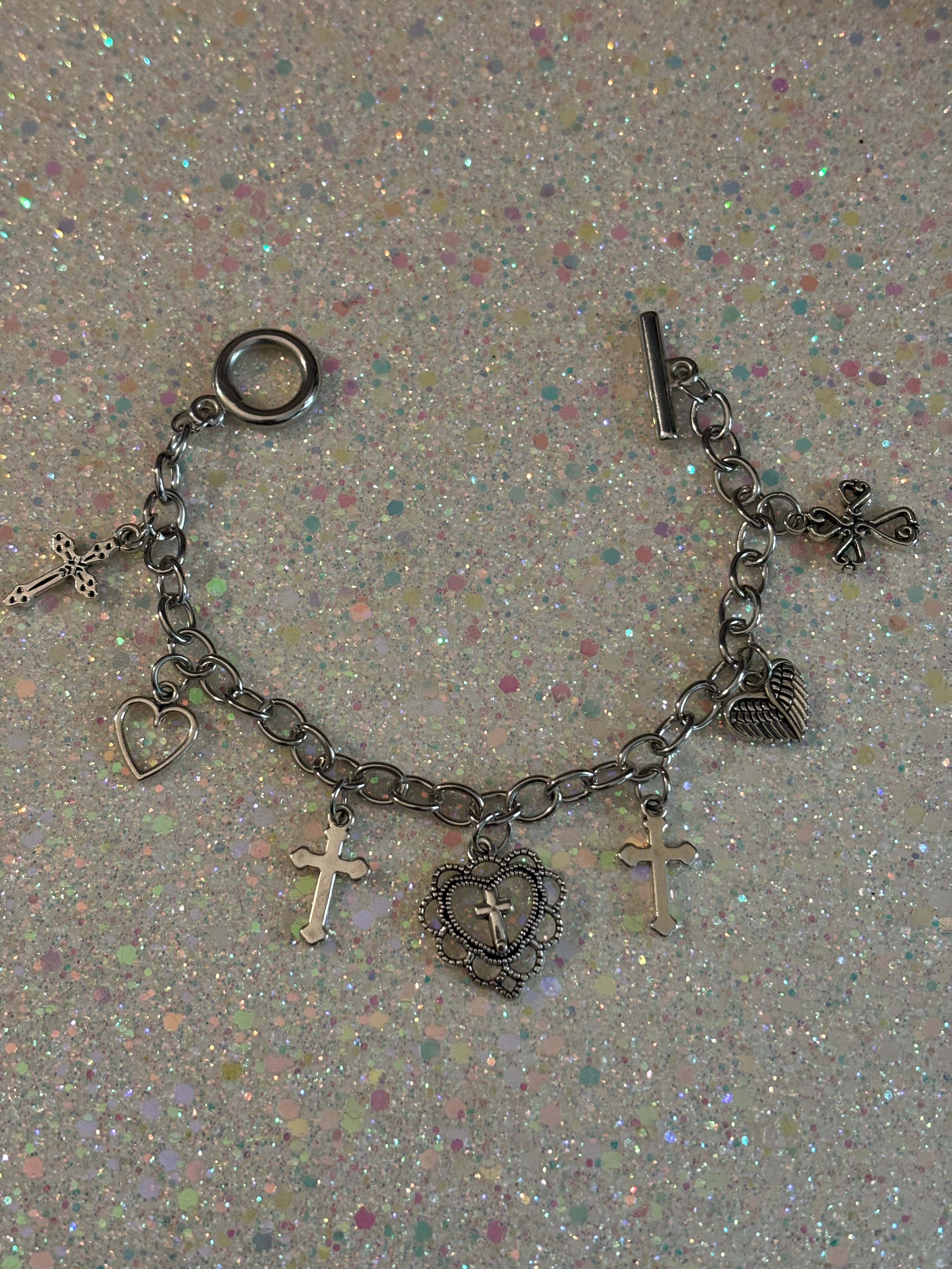 Alloy Chain Heart Cross