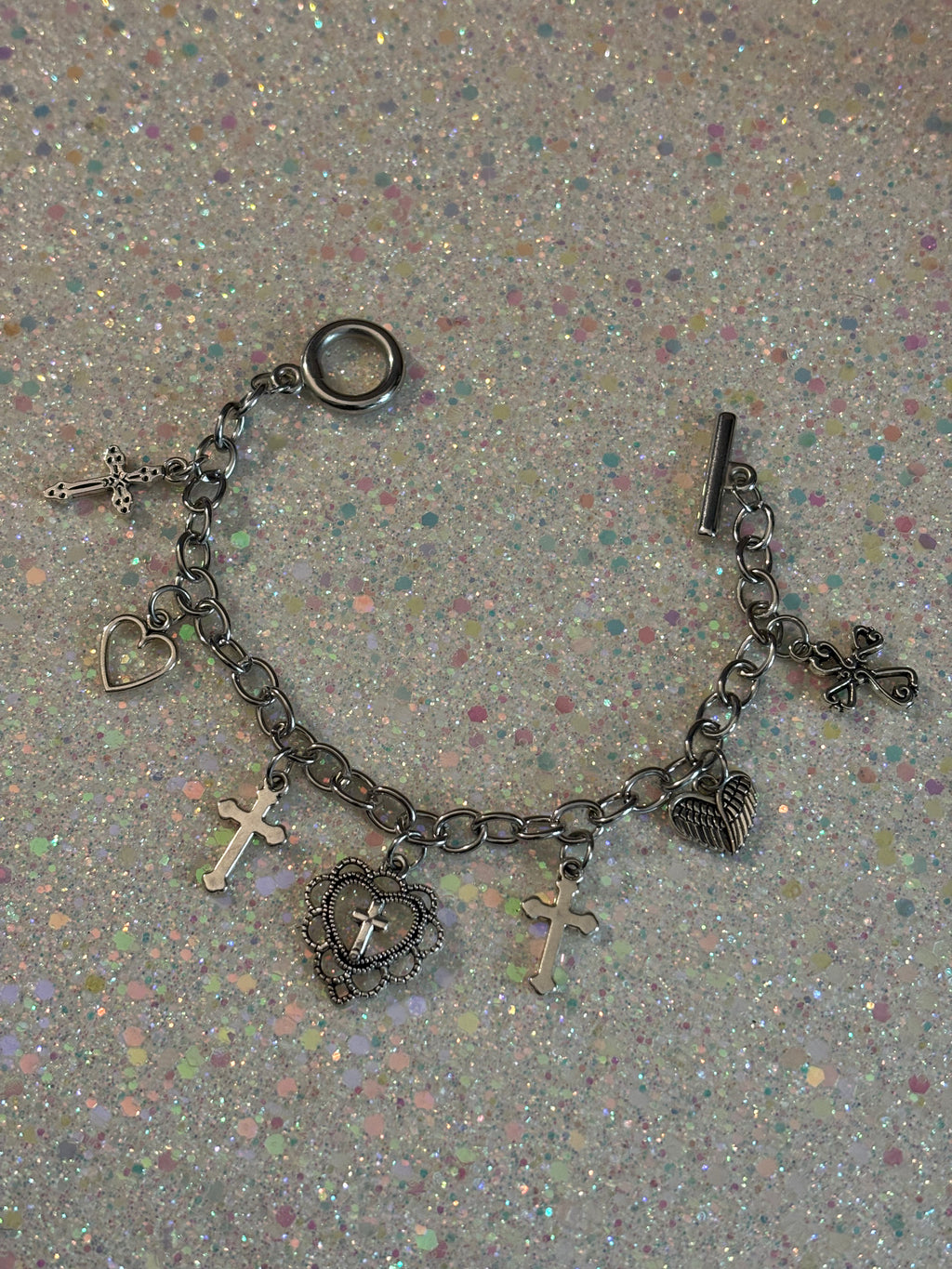 Alloy Chain Heart Cross