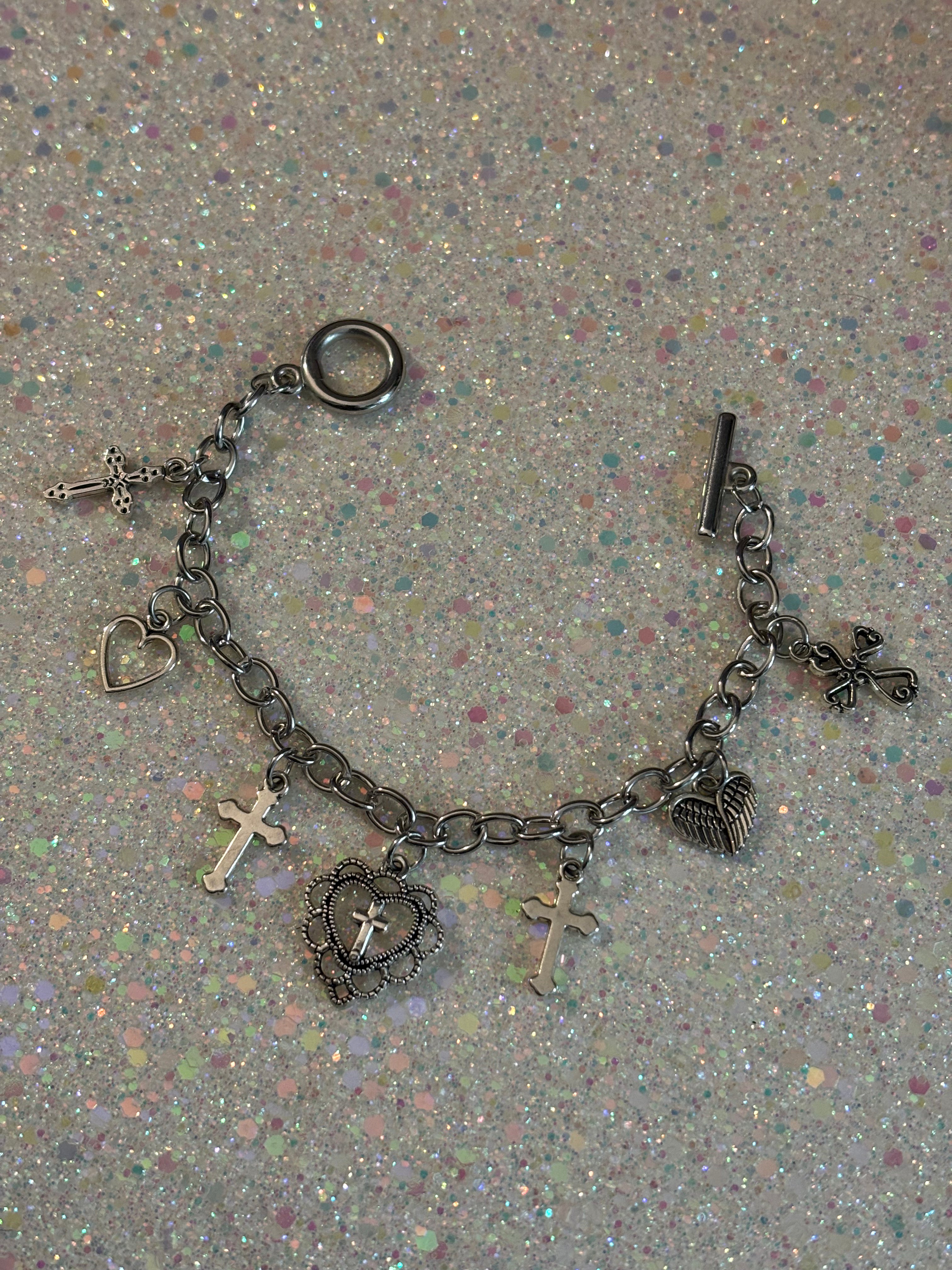 Alloy Chain Heart Cross