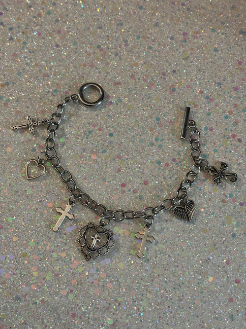 Alloy Chain Heart Cross
