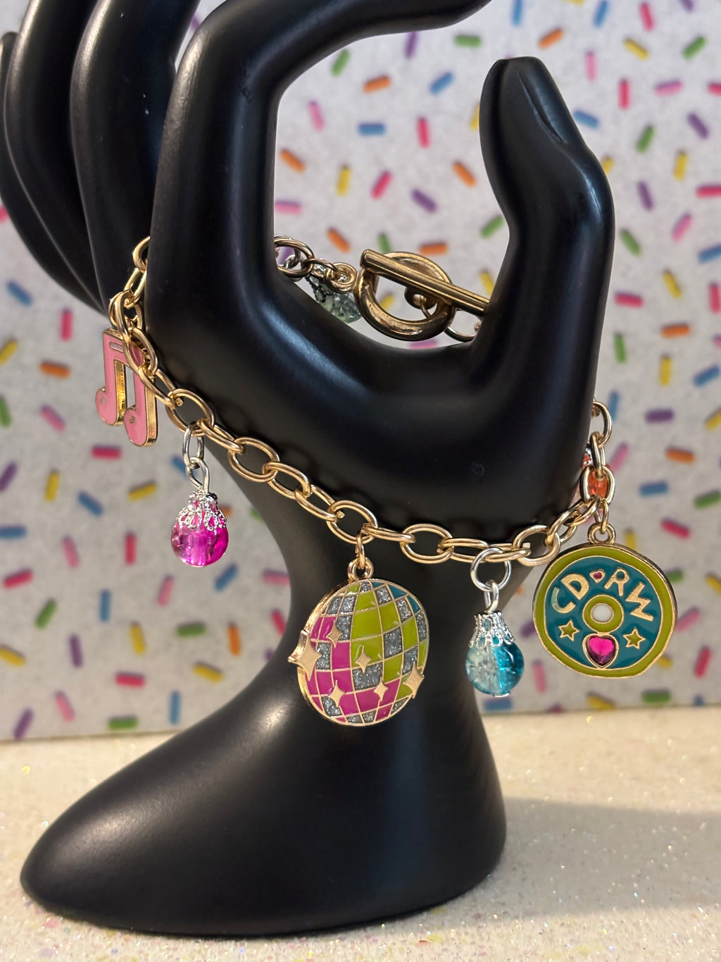 Gold Plated Stainless Steel, Disco Enamel Charms