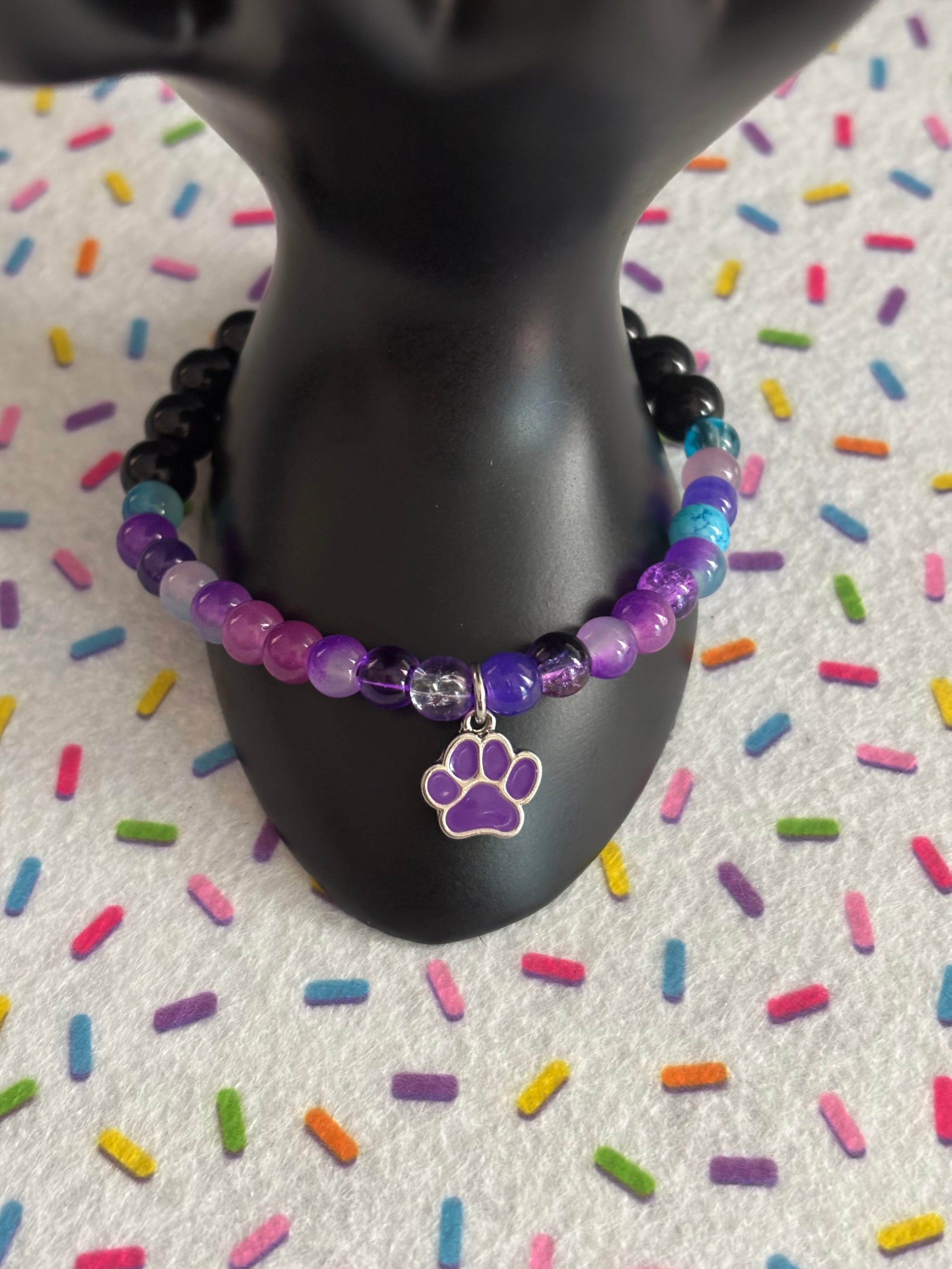 Purple Paw Print Charm