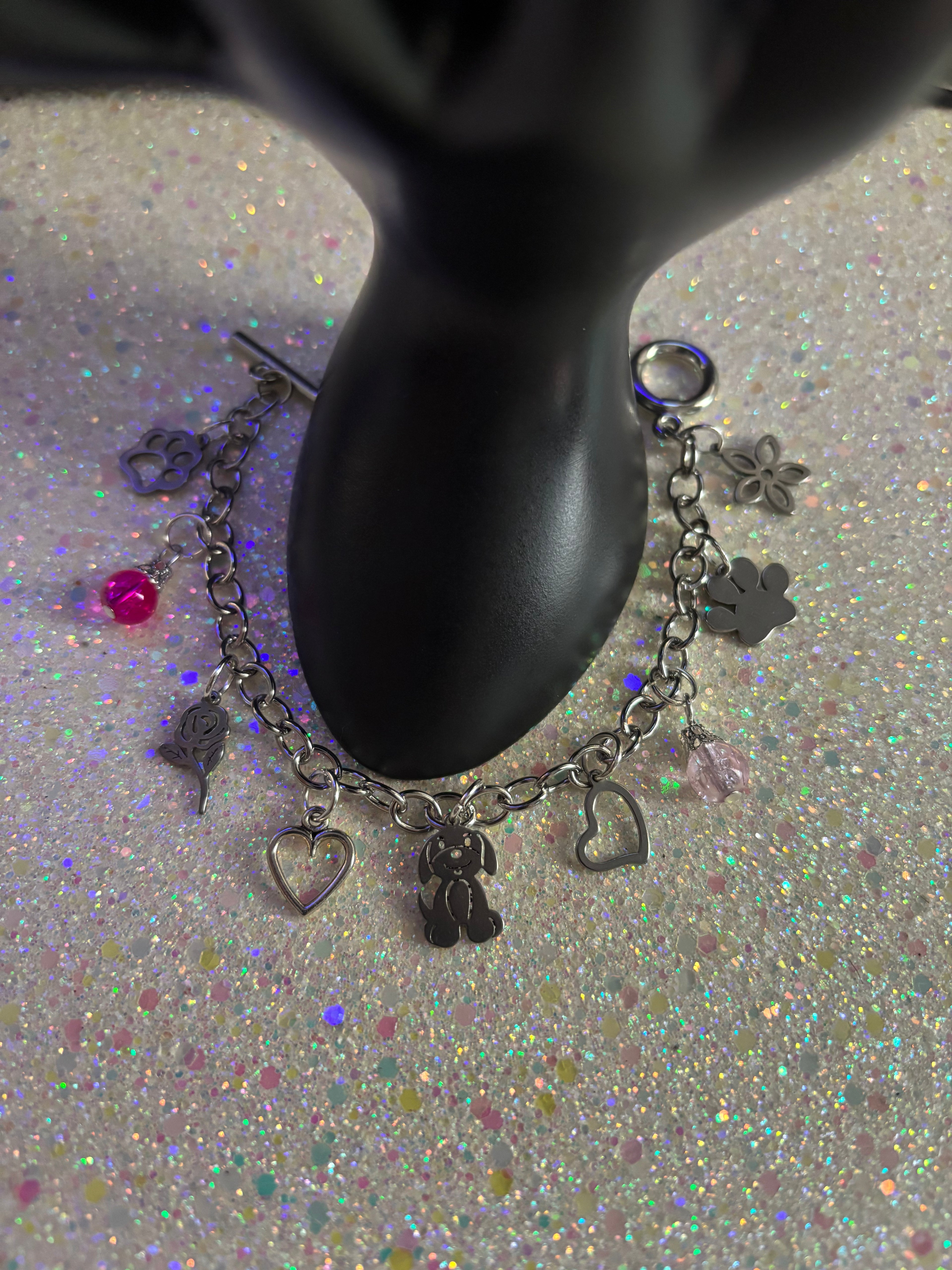 Silver Stainless Steel Doggo Lovers Bracelet