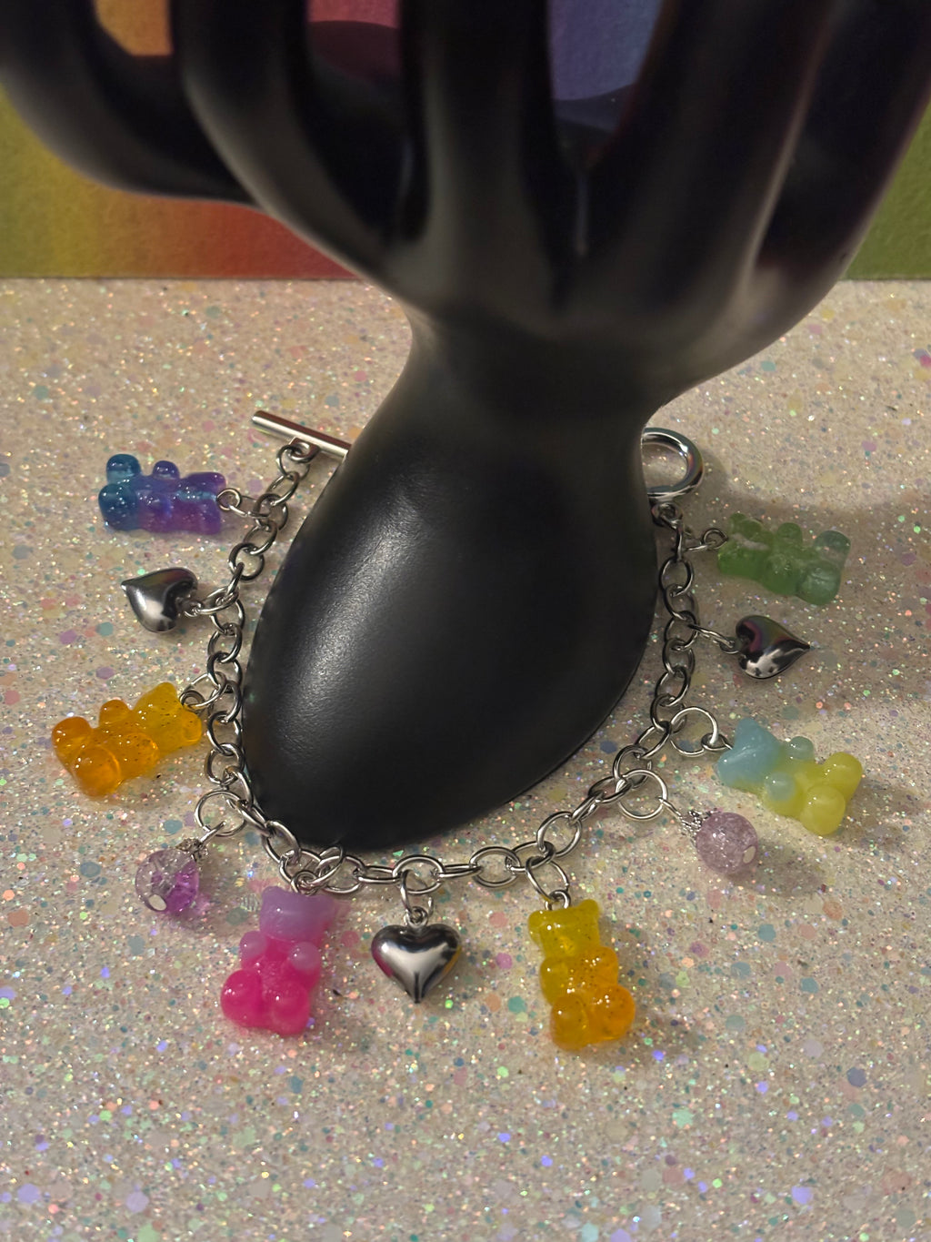 Silver Stainless Steel 3D Gummy Bear Charms