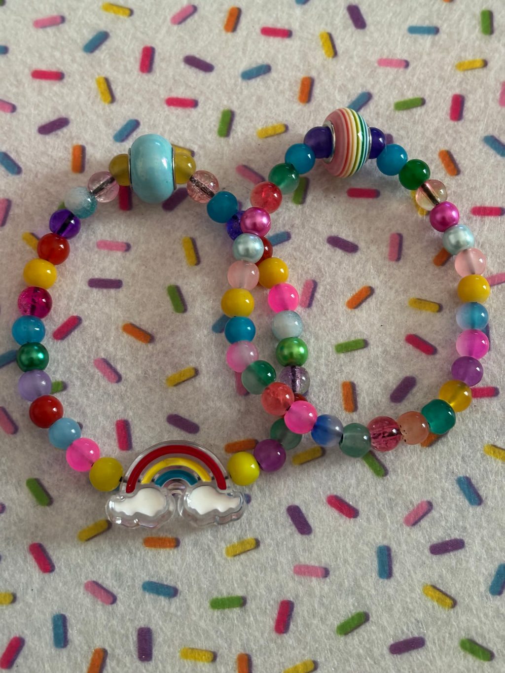 TWO Kids Small Stretchable Bracelet Stacks Rainbow Skies