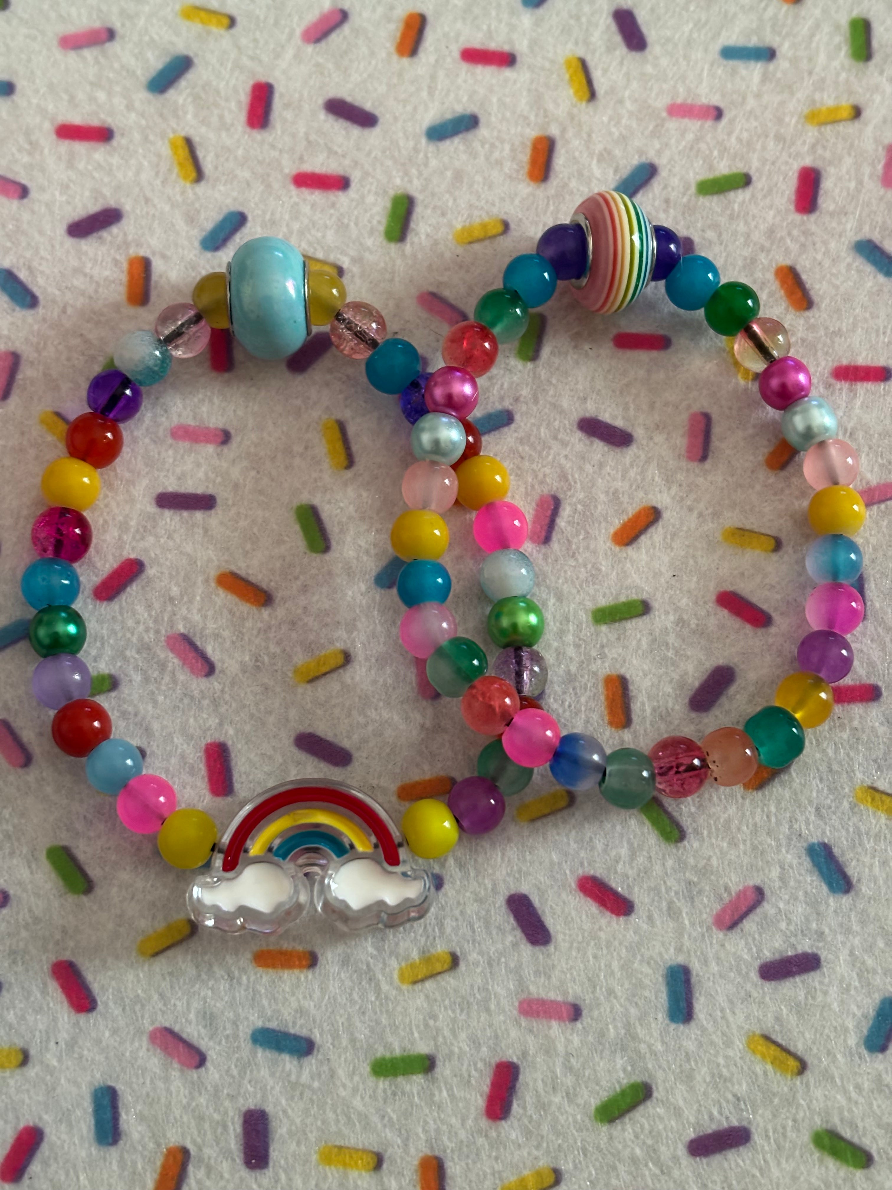 TWO Kids Small Stretchable Bracelet Stacks Rainbow Skies