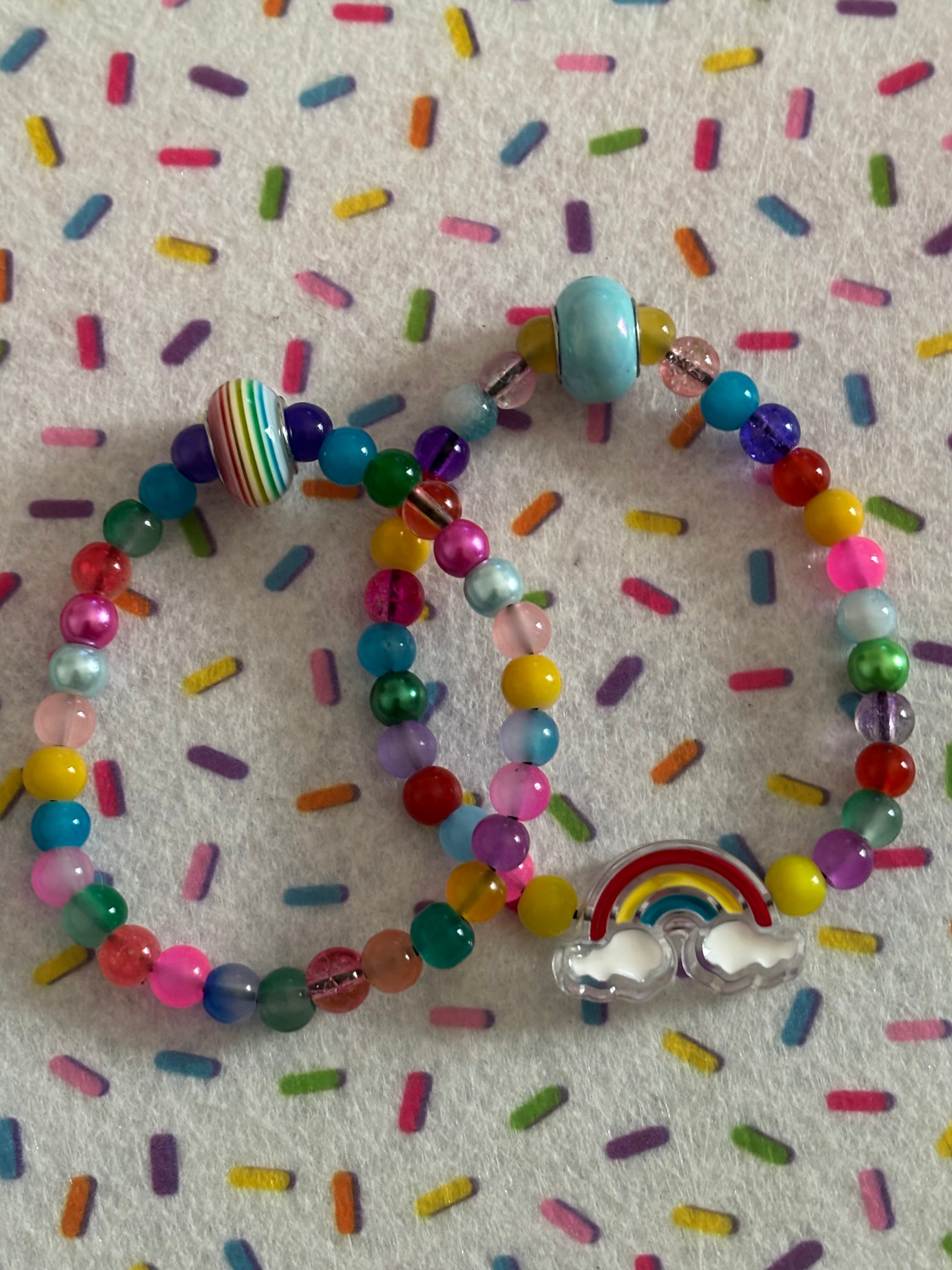 TWO Kids Small Stretchable Bracelet Stacks Rainbow Skies