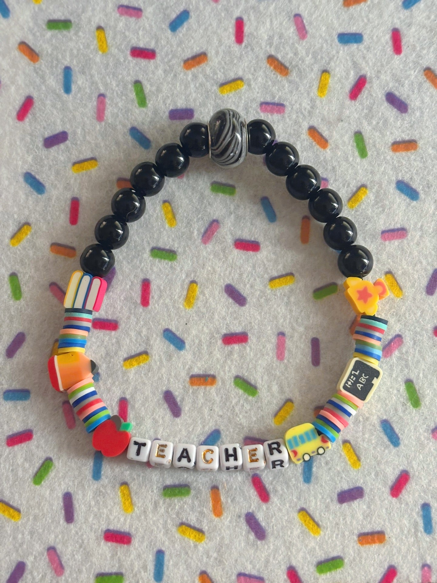 Stretchable Clay Beaded Teachers Bracelet