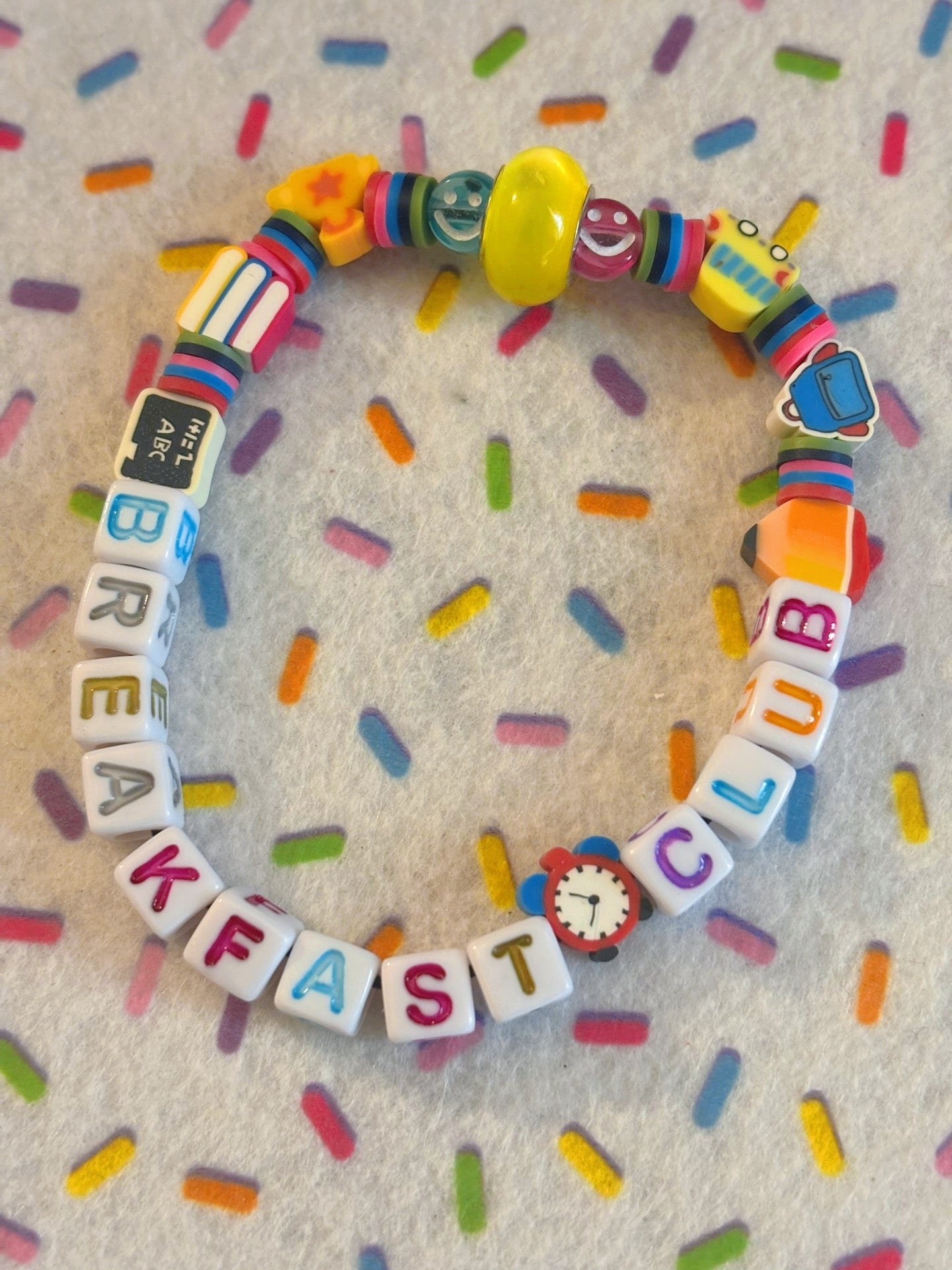 Stretchable Clay Beaded Bracelet Breakfast Club Theme