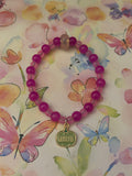 Stretchy Pink Glass Beaded- Teal Grateful Pumpkin Charm