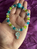 Stretchy Glass Blue/Green Beaded- Cute Mummy Charm