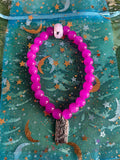 Stretchy Hot Pink Glass Beaded- “Find The Joy In The Journey” Charm