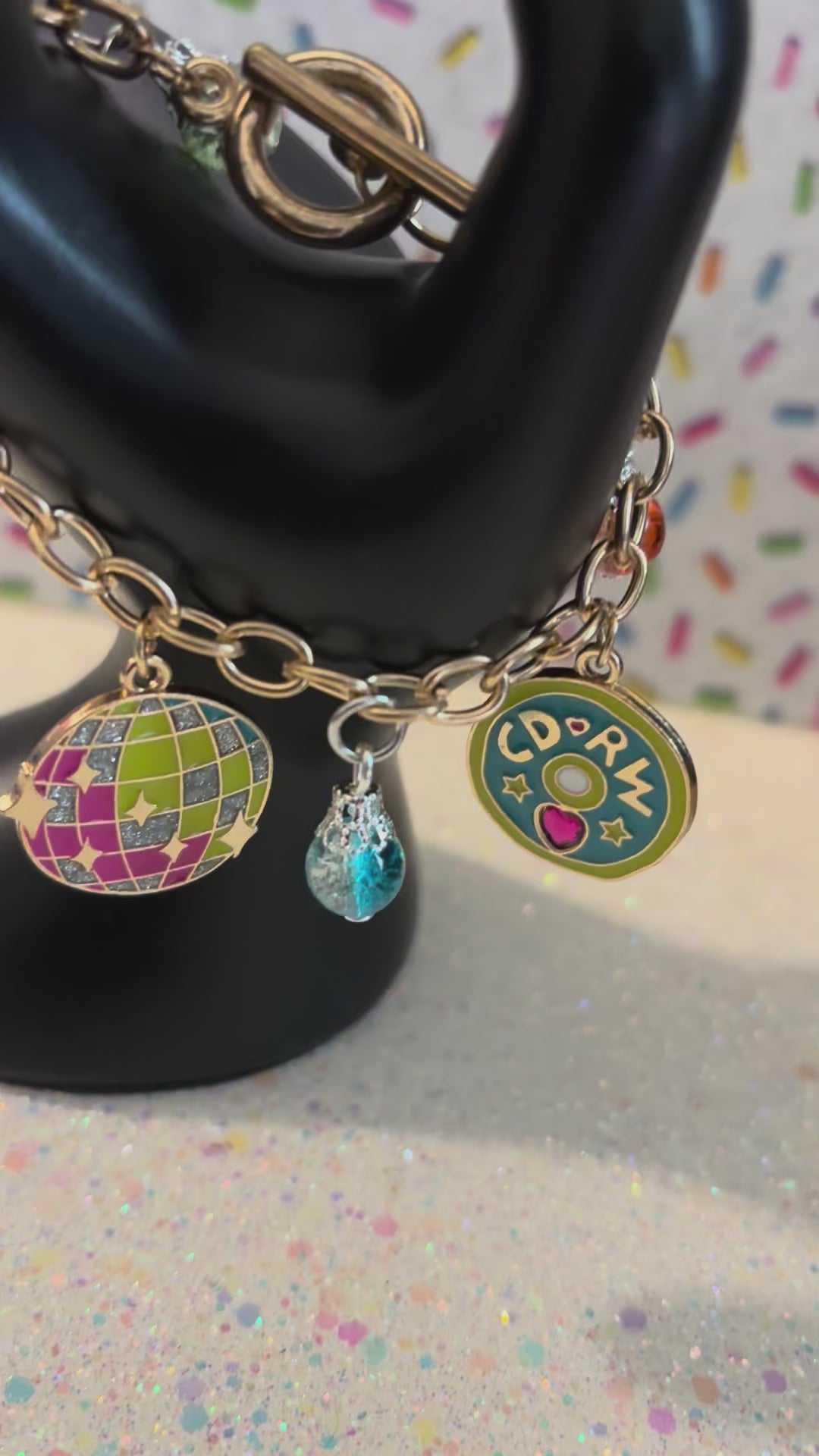 Gold Plated Stainless Steel, Disco Enamel Charms