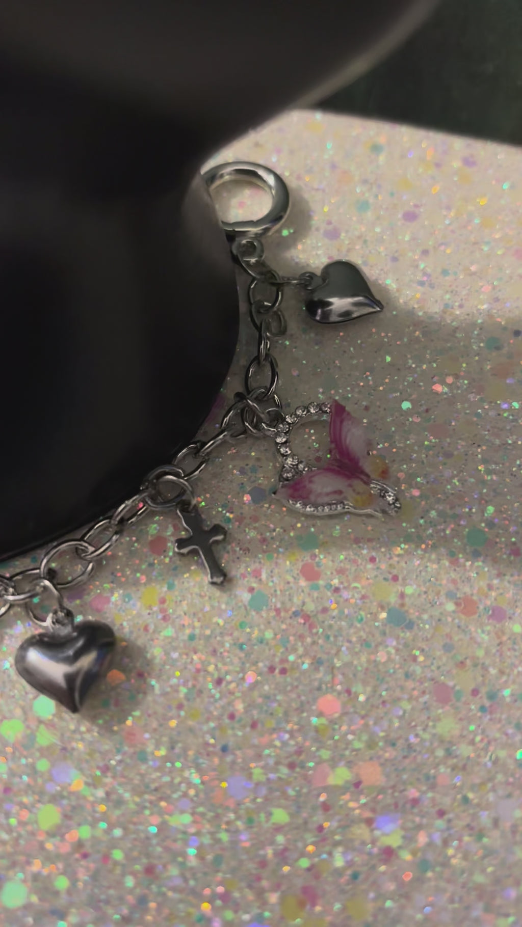 Stainless Steel Chain Sparkly Butterflies